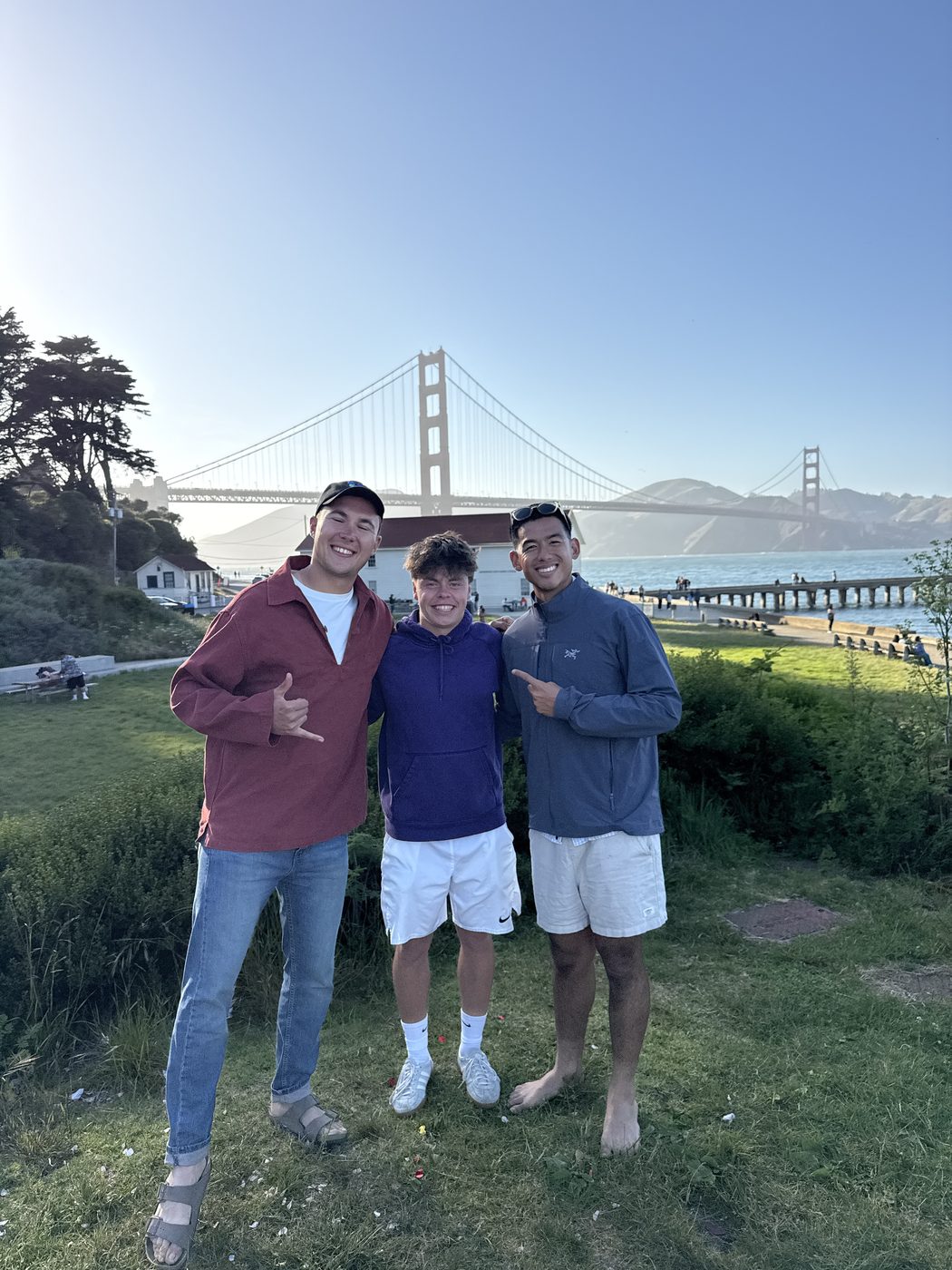 With friends in front of the Golden Gate Bridge